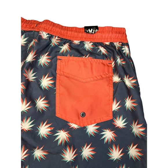 Micros Swim Trunks Men’s XL 1X Coral Reefer Leaf Print Board Shorts Beach Party - Picture 11 of 12